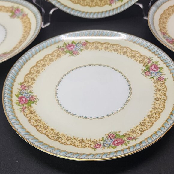 Vintage Noritake China Juno 716 Salad Plate 7'' Japan Set of 4 Floral Gold Rim - Picture 5 of 8